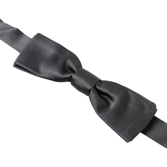 Dolce & Gabbana Elegant Dark Anthracite Silk Bow Tie dark-gray-silk-adjustable-neck-men-papillon-bow-tie-3