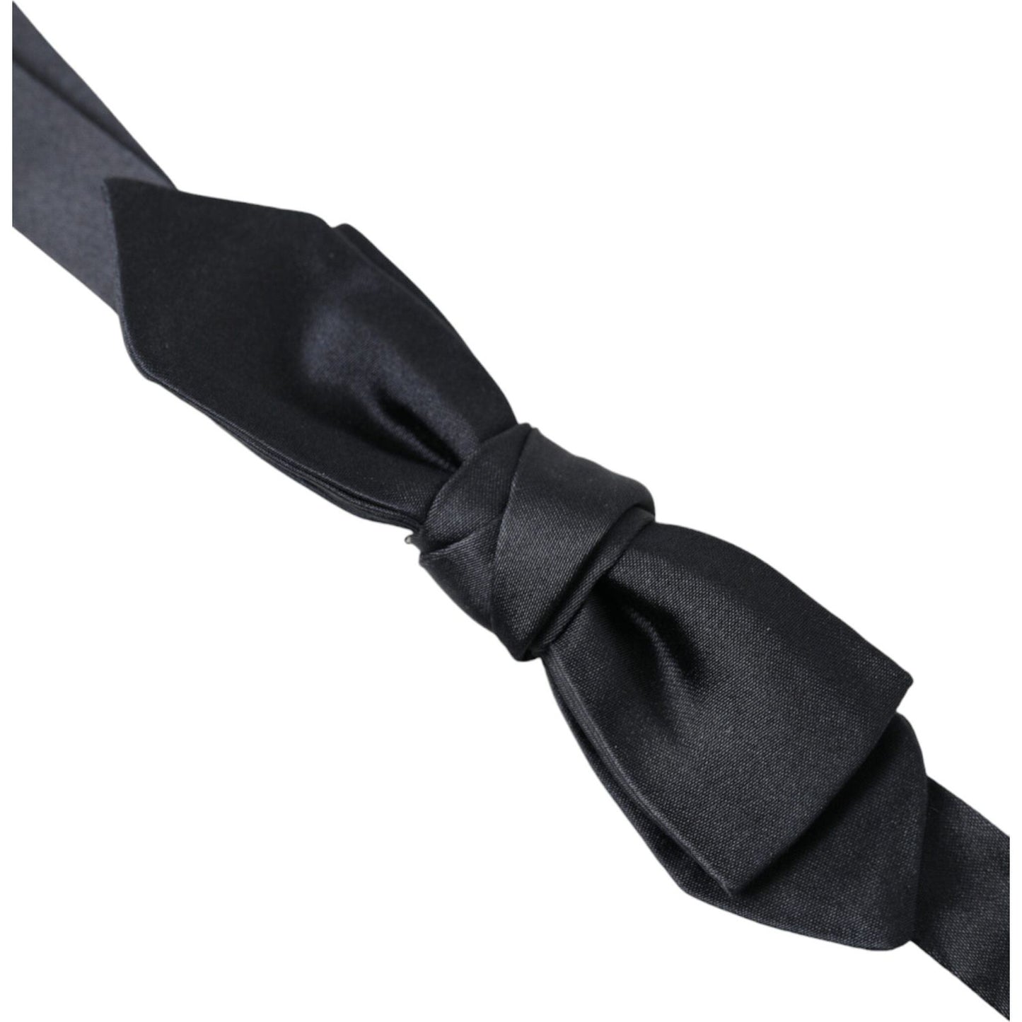 Dolce & Gabbana Elegant Dark Blue Silk Bow Tie dark-blue-silk-satin-adjustable-neck-men-papillon-bow-tie