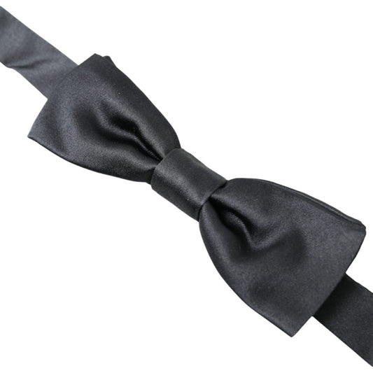 Dolce & Gabbana Elegant Anthracite Gray Silk Bow Tie dark-gray-silk-adjustable-neck-men-papillon-bow-tie