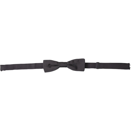 Dolce & Gabbana Elegant Silk Dark Gray Bow Tie dark-gray-silk-adjustable-neck-men-papillon-bow-tie-1