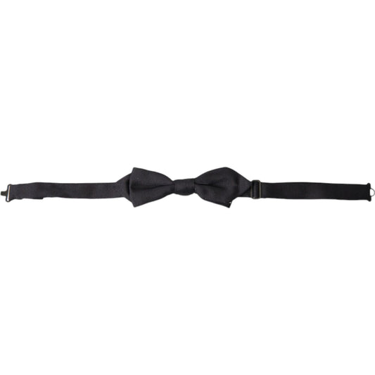 Dolce & Gabbana Elegant Silk Black Bow Tie black-solid-silk-adjustable-neck-papillon-bow-tie-1
