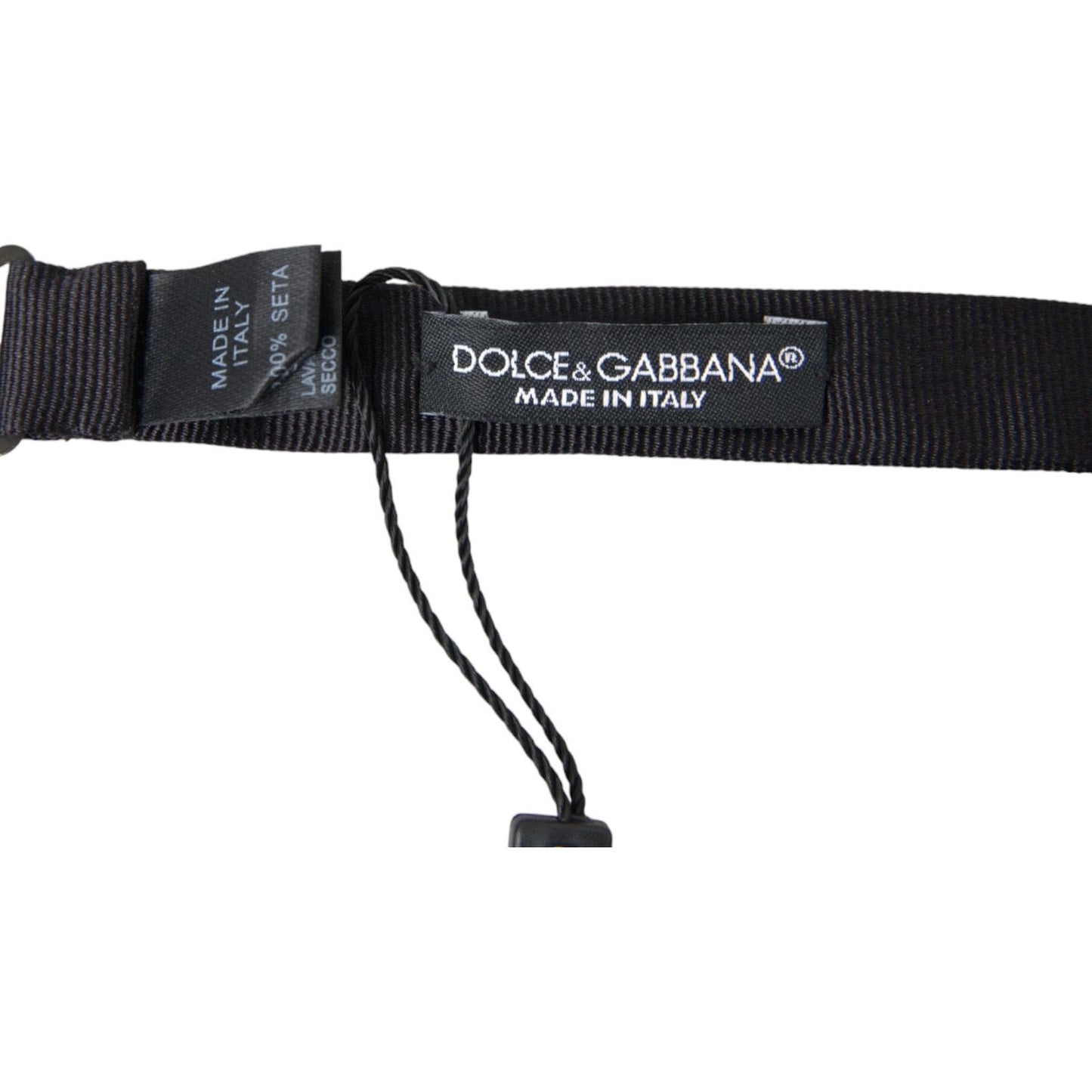Dolce & Gabbana Elegant Silk Black Bow Tie black-solid-silk-adjustable-neck-papillon-bow-tie-1