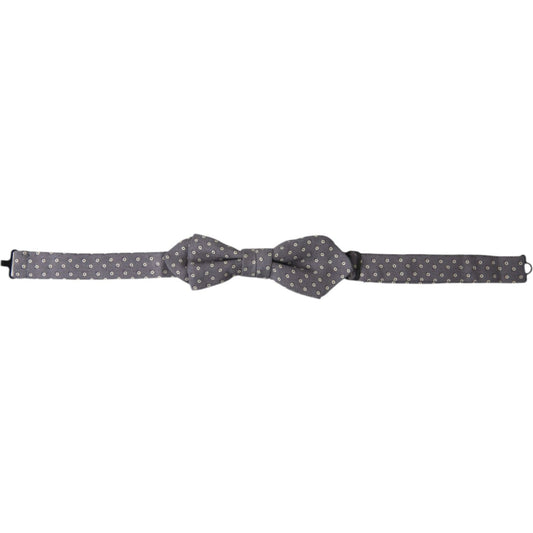 Dolce & Gabbana Elegant Silk Gray Polka Dot Bow Tie gray-polka-dots-silk-adjustable-neck-papillon-bow-tie