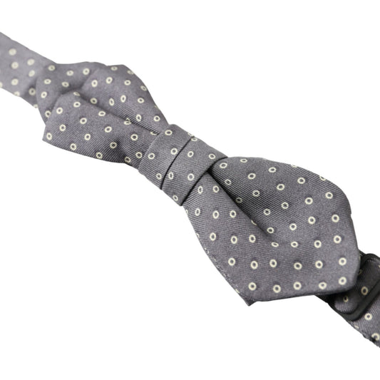 Dolce & Gabbana Elegant Silk Gray Polka Dot Bow Tie gray-polka-dots-silk-adjustable-neck-papillon-bow-tie