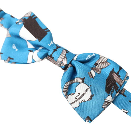 Dolce & Gabbana Elegant Silk Blue Jazz Club Bow Tie blue-jazz-club-silk-adjustable-neck-papillon-bow-tie