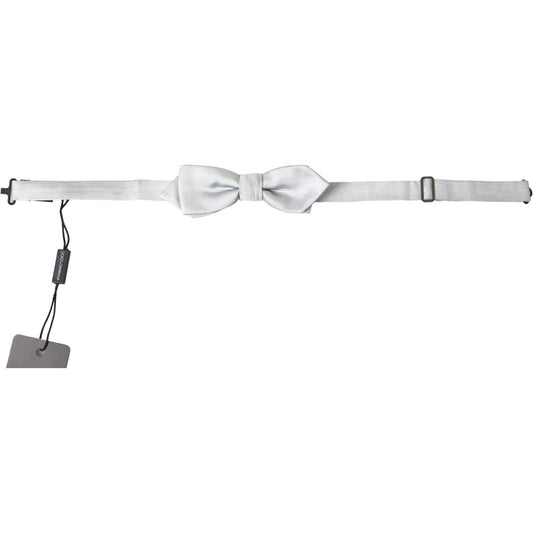 Dolce & Gabbana Elegant Silk Bow Tie in Grey gray-silk-adjustable-men-neck-papillon-bow-tie-1