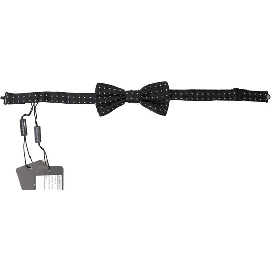 Dolce & Gabbana Elegant Black Silk Bow Tie black-polka-dot-silk-adjustable-men-neck-papillon-bow-tie-4