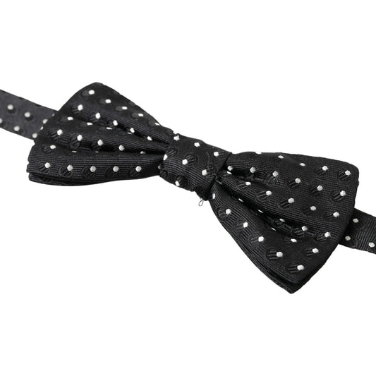 Dolce & Gabbana Elegant Black Silk Bow Tie black-polka-dot-silk-adjustable-men-neck-papillon-bow-tie-4