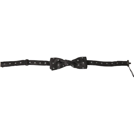 Dolce & Gabbana Elegant Black Silk Bow Tie black-patterned-silk-adjustable-men-neck-papillon-bow-tie