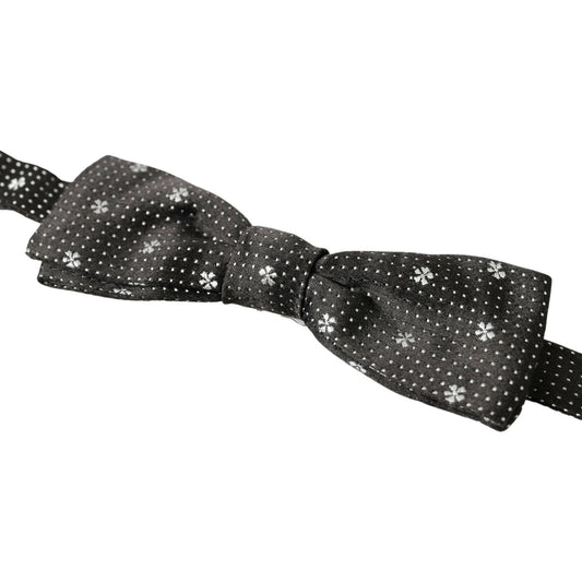 Dolce & Gabbana Elegant Black Silk Bow Tie black-patterned-silk-adjustable-men-neck-papillon-bow-tie