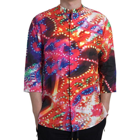 Dolce & Gabbana Stunning Multicolor Linen Casual Shirt multicolor-luminarie-print-linen-shirt