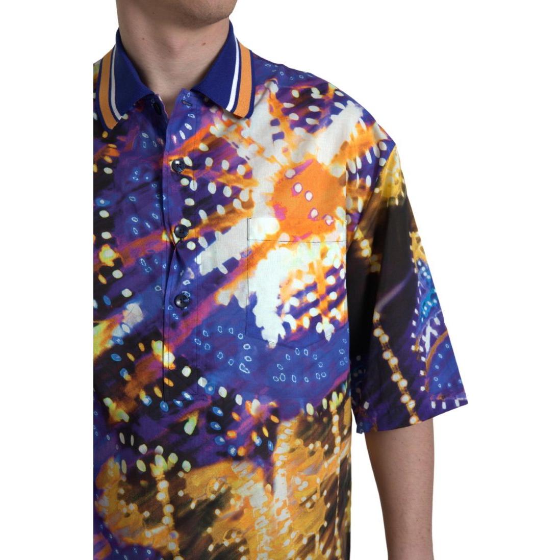 Dolce & Gabbana Multicolor Cotton Polo Shirt with Logo Detail luminaire-print-cotton-polo-top-men-shirt