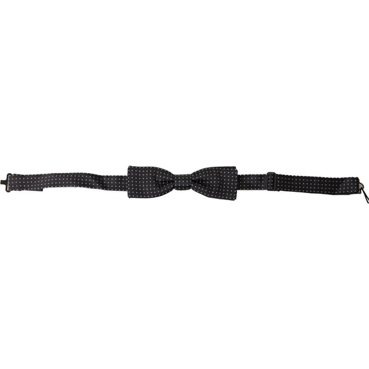 Dolce & Gabbana Elegant Silk Black Bow Tie black-polka-dot-silk-adjustable-men-neck-papillon-bow-tie-5