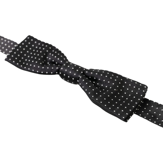 Dolce & Gabbana Elegant Silk Black Bow Tie black-polka-dot-silk-adjustable-men-neck-papillon-bow-tie-5
