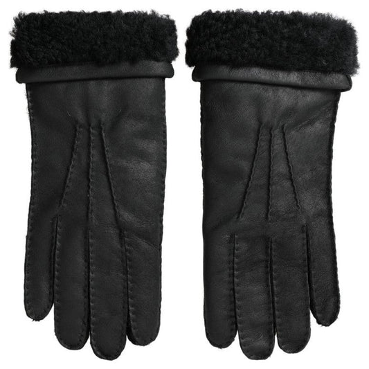 Dolce & GabbanaElegant Black Leather Winter GlovesMcRichard Designer Brands£359.00