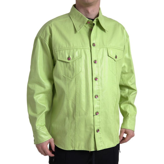 Dolce & Gabbana Elegant Light Green Cotton Button Down Shirt green-cotton-collared-button-down-shirt 465A7387-Medium-c26c8552-c54.jpg
