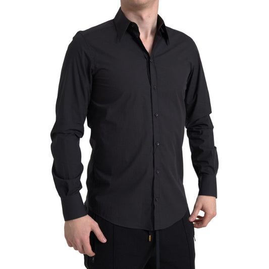 Dolce & GabbanaElegant Slim Fit Black Cotton Dress ShirtMcRichard Designer Brands£299.00