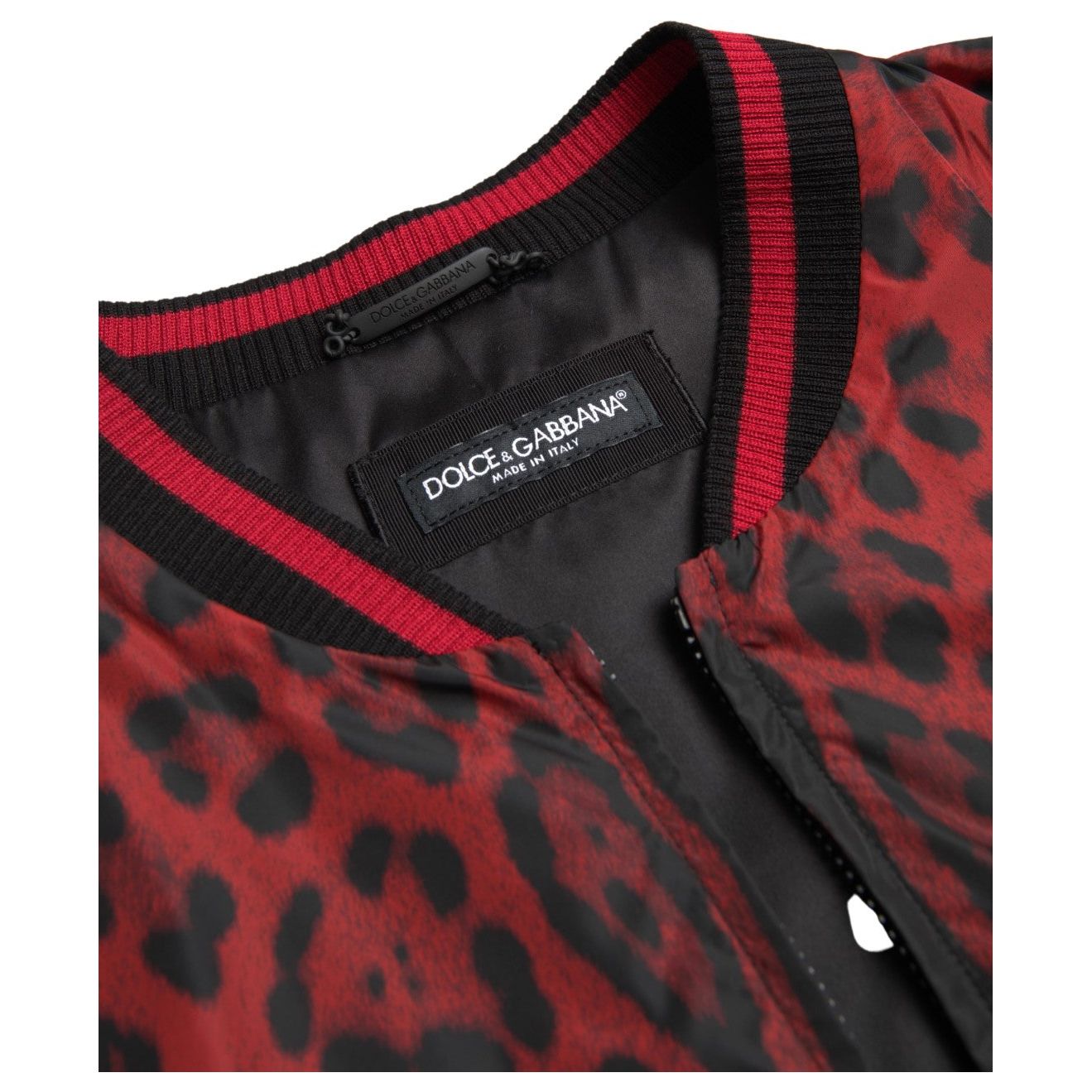 Dolce & Gabbana Red Leopard Print Bomber Jacket red-leopard-bomber-short-coat-jacket
