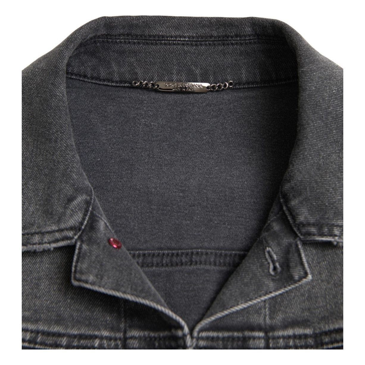 Dolce & Gabbana Elegant Gray Stretch Denim Jacket gray-washed-cotton-stretch-denim-men-jacket-1