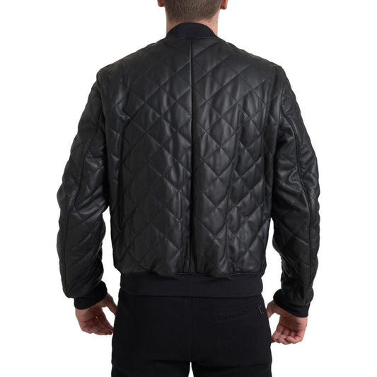 Dolce & GabbanaElegant Black Leather Bomber JacketMcRichard Designer Brands£1589.00