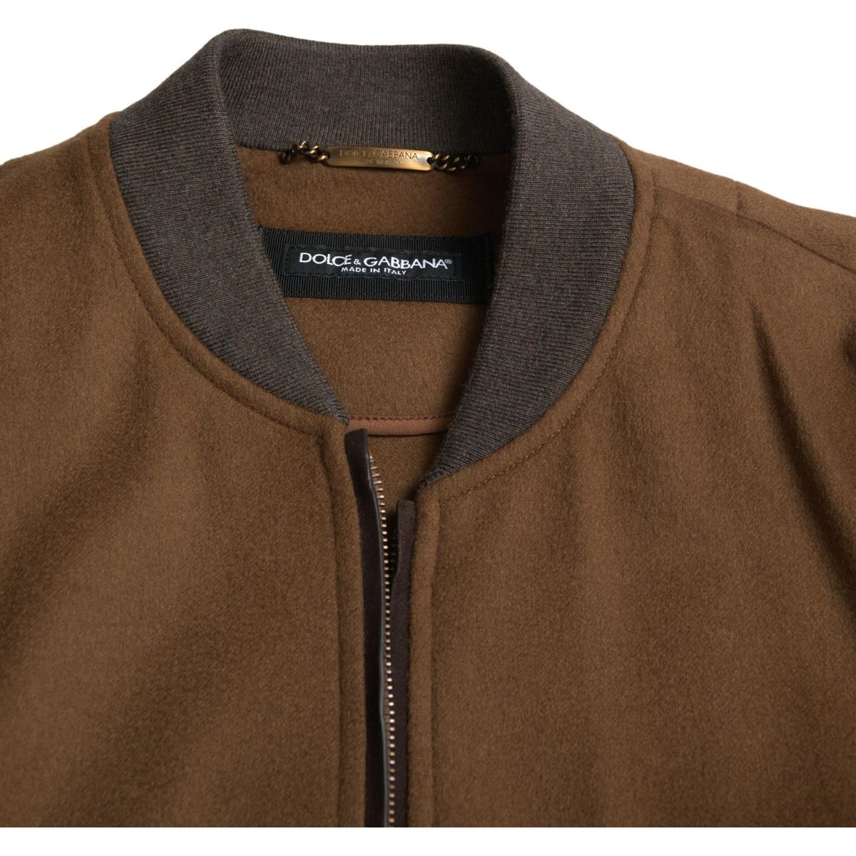 Dolce & Gabbana Elegant Brown Cashmere Bomber Jacket brown-cashmere-full-zip-bomber-men-jacket 465A7691-scaled-e5576863-ff6.jpg