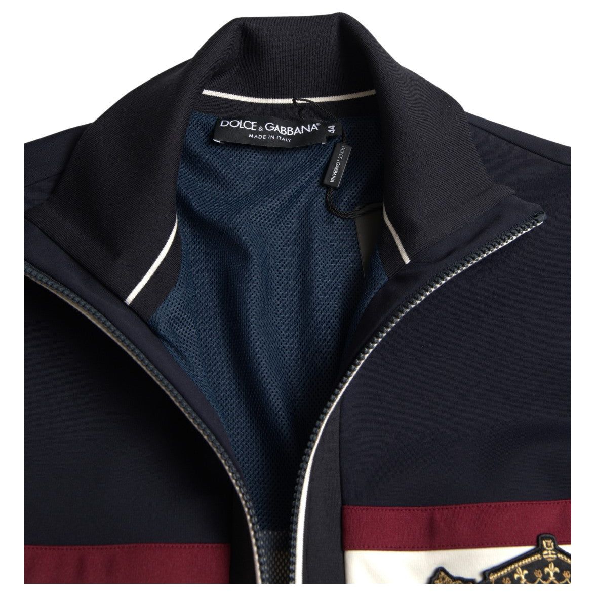 Dolce & Gabbana Elegant Blue Striped Zip Cardigan Sweater blue-cardigan-heraldic-full-zip-sweater