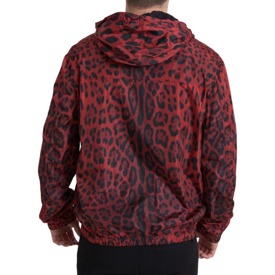 Dolce & Gabbana Red Leopard Hooded Bomber Jacket red-leopard-hooded-bomber-full-zip-jacket