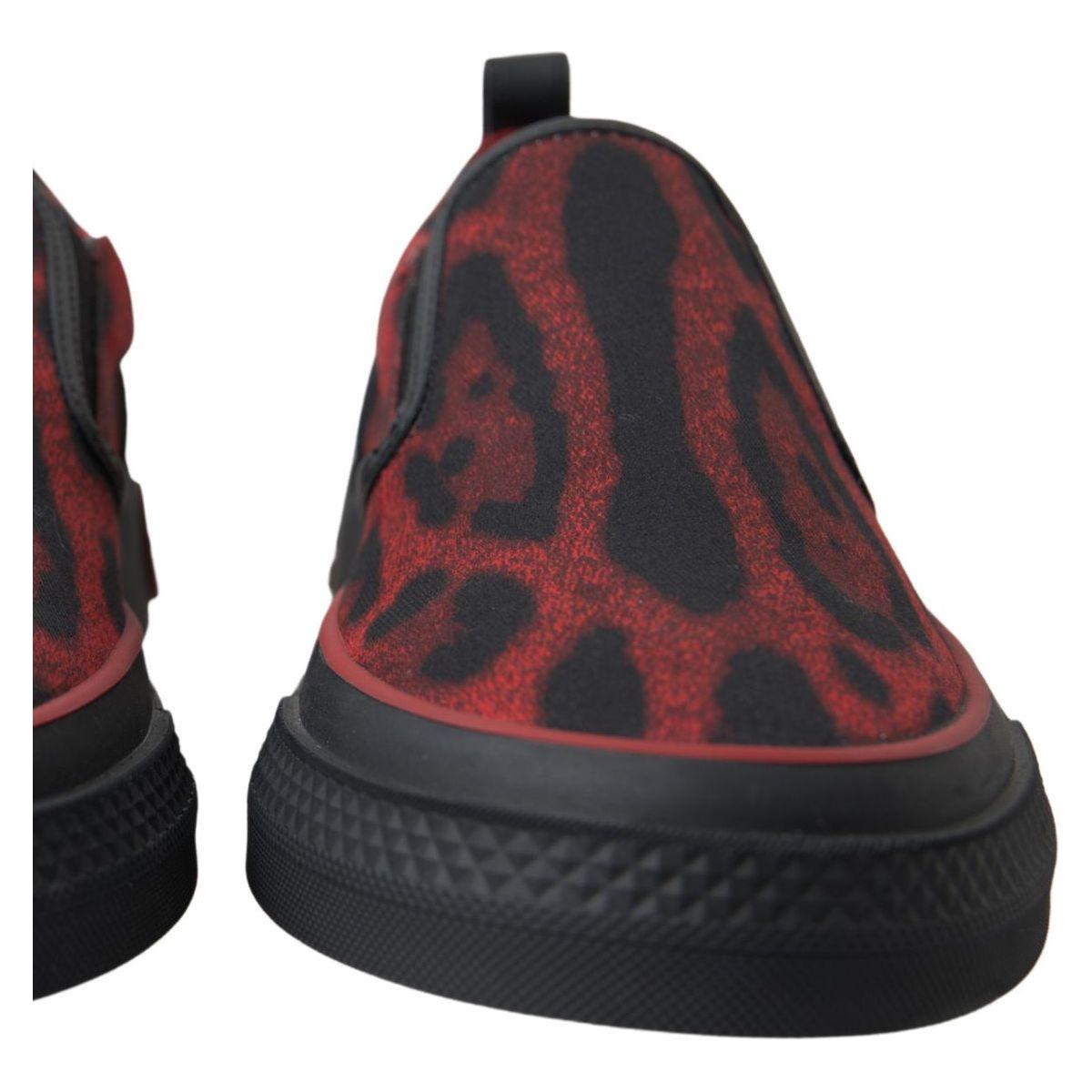 Dolce & Gabbana Chic Leopard Print Loafers Sneakers red-black-leopard-loafers-sneakers-shoes