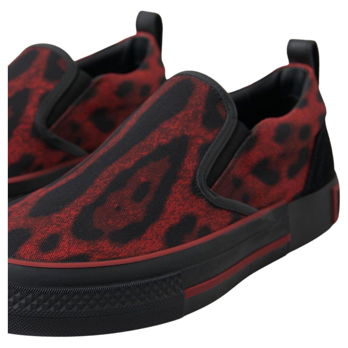 Dolce & Gabbana Chic Leopard Print Loafers Sneakers red-black-leopard-loafers-sneakers-shoes