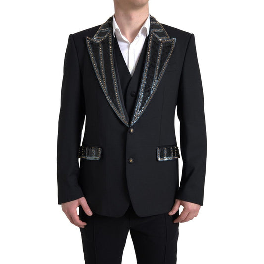 Dolce & Gabbana Exquisite Two-Piece Wool Blend Suit black-embellished-wool-2-piece-sicilia-suit