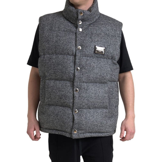 Dolce & Gabbana Elegant Chevron Knit Wool Blend Vest Jacket gray-wool-chevron-knit-padded-vest-jacket 465A7935-Medium-b729fa2f-200.jpg