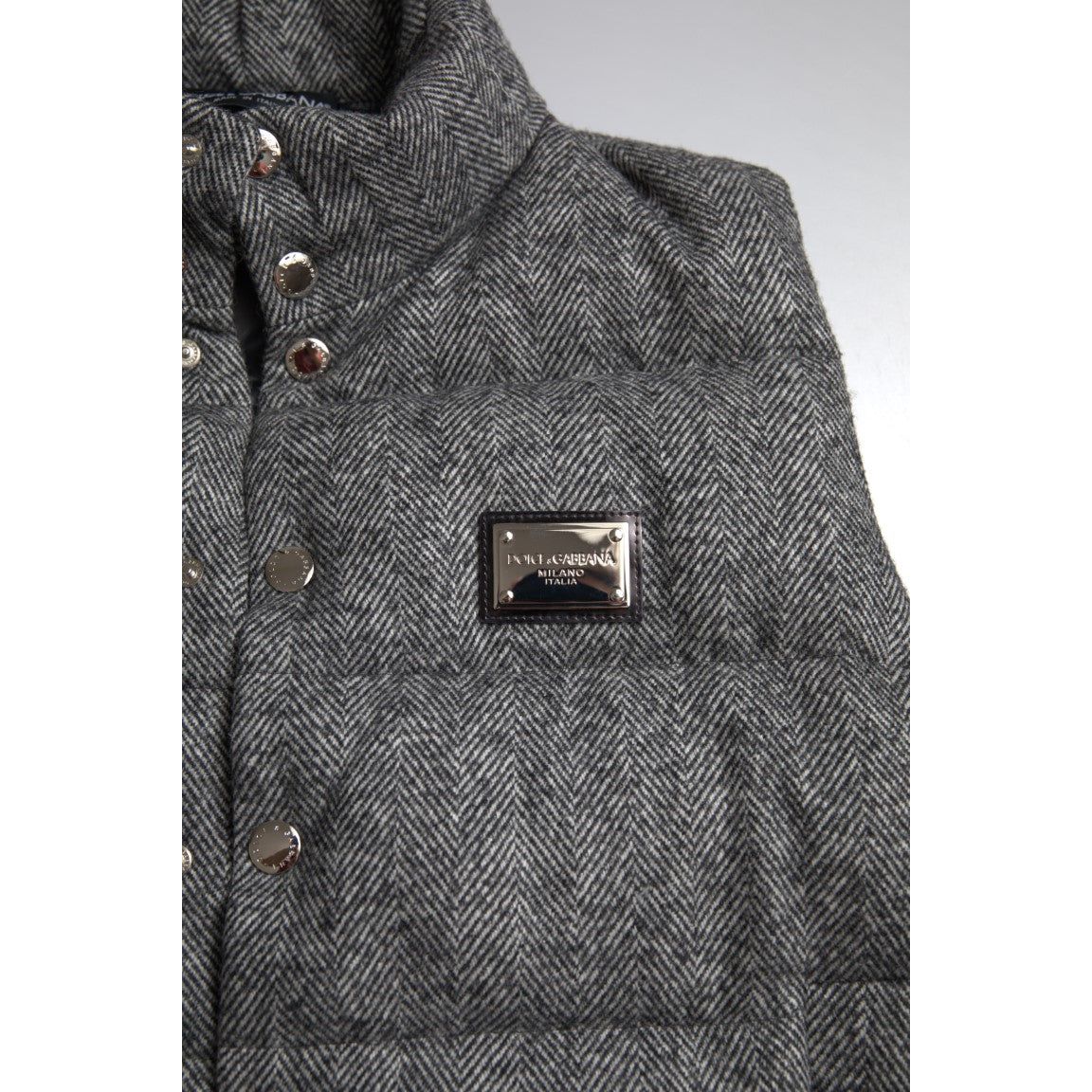 Dolce & Gabbana Elegant Chevron Knit Wool Blend Vest Jacket gray-wool-chevron-knit-padded-vest-jacket