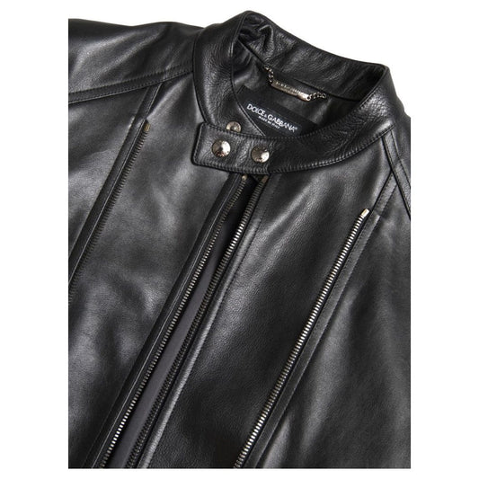 Dolce & Gabbana Sleek Black Leather Biker Jacket black-leather-zipper-coat-men-jacket 465A7955-Medium-83f0464d-263.jpg