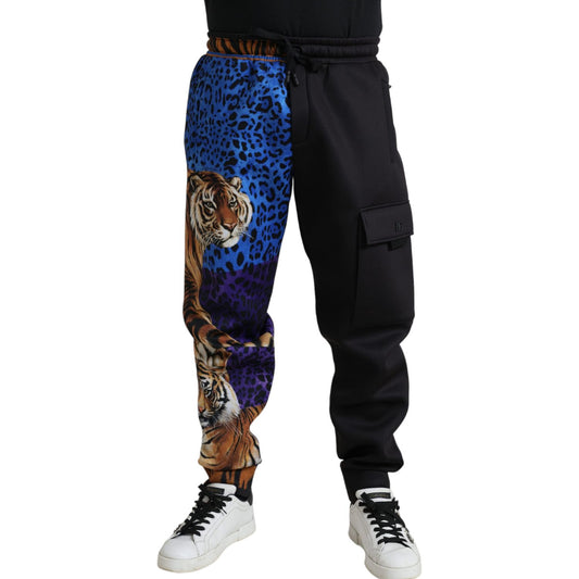 Dolce & Gabbana Black Tiger Print Cargo Jogger Pants black-tiger-print-cargo-jogger-pants