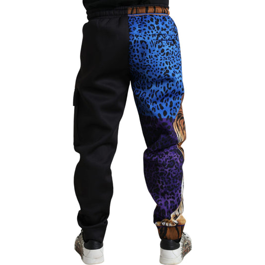 Dolce & Gabbana Elegant Tiger Print Joggers black-tiger-print-cargo-jogger-pants