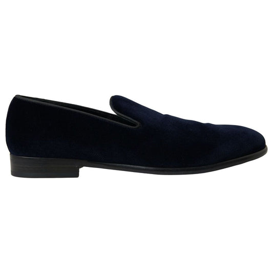 Dolce & Gabbana | Blue Velvet Loafers Formal Shoes | McRichard Designer Brands