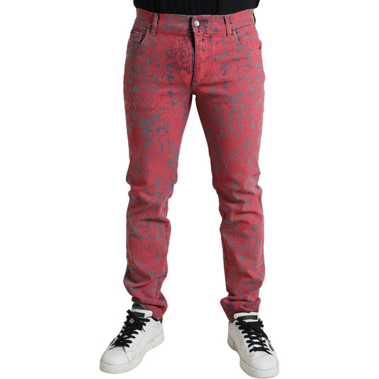 Dolce & Gabbana Red Tie Dye Skinny Denim Jeans red-cotton-dye-slim-fit-men-denim-jeans