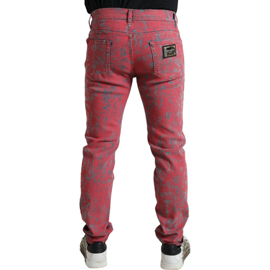 Dolce & Gabbana Red Tie Dye Skinny Denim Jeans red-cotton-dye-slim-fit-men-denim-jeans