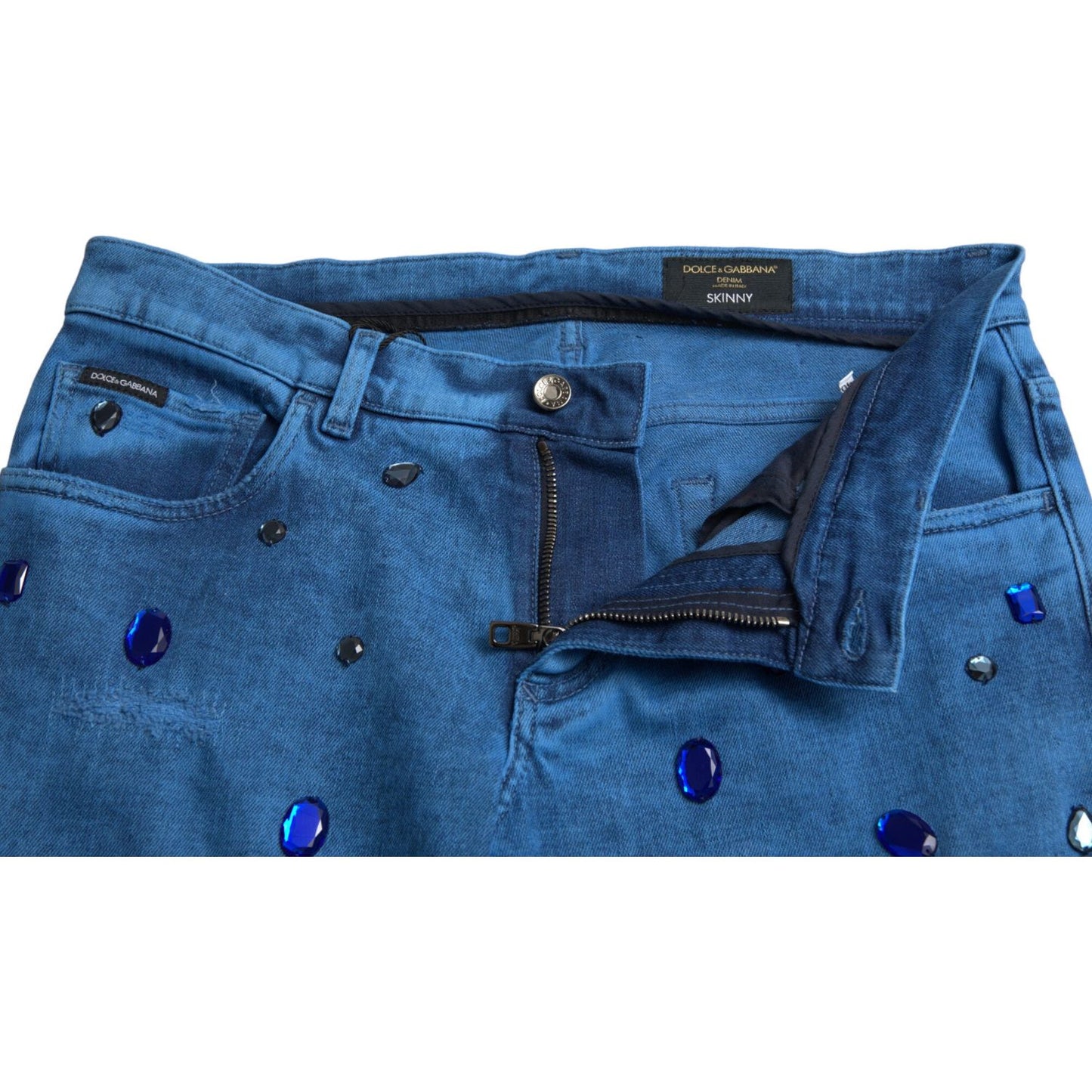 Dolce & Gabbana Crystal Embellished Skinny Denim Jeans blue-crystal-embellished-skinny-denim-jeans