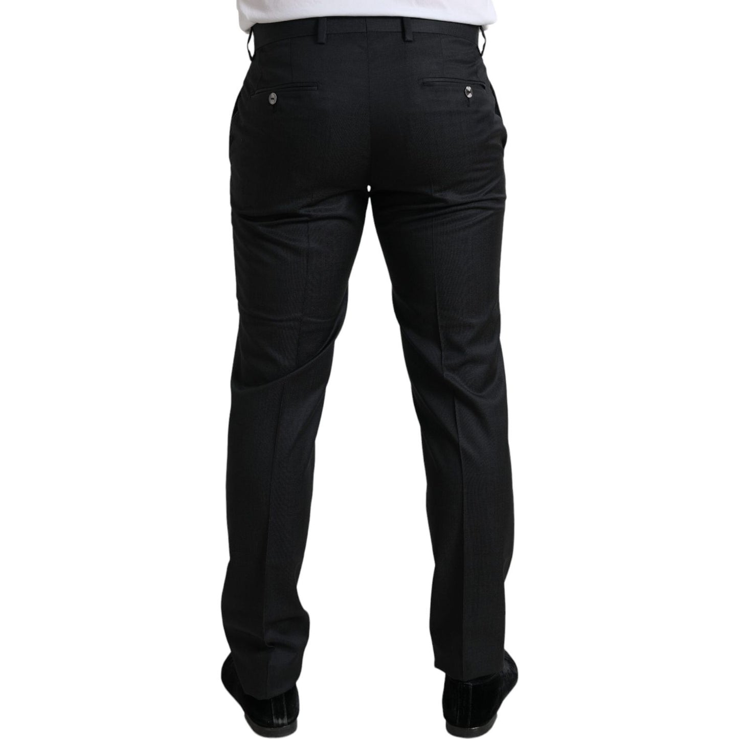 Dolce & Gabbana Elegant Slim Fit Dress Pants black-slim-cotton-formal-dress-pants