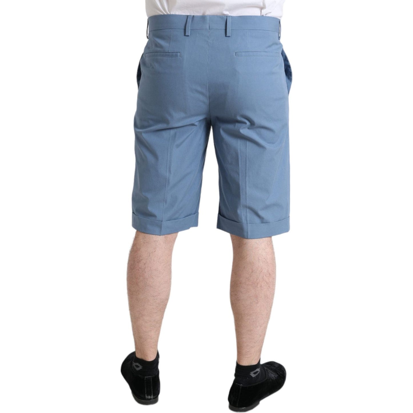 Dolce & Gabbana Sky Blue Cotton Bermuda Shorts sky-blue-cotton-folded-hem-men-bermuda-shorts