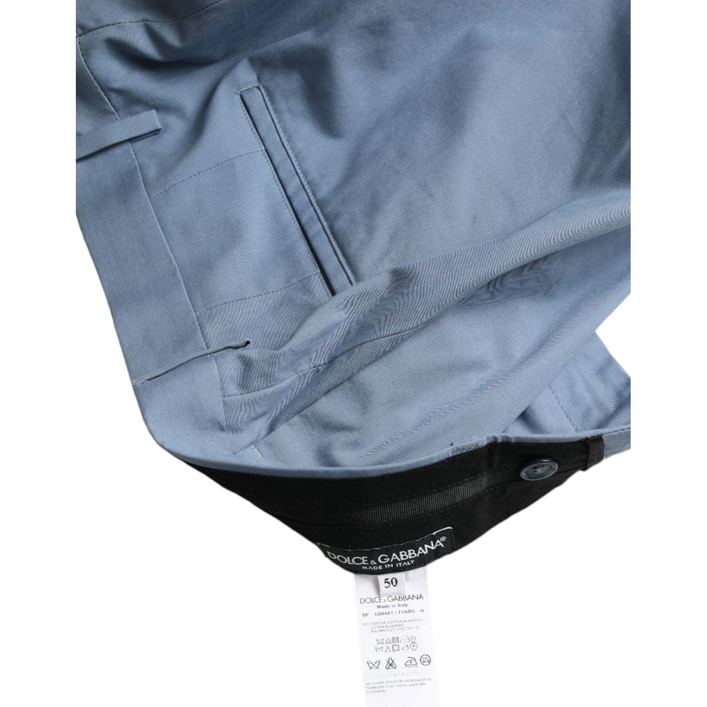 Dolce & Gabbana Sky Blue Cotton Bermuda Shorts sky-blue-cotton-folded-hem-men-bermuda-shorts