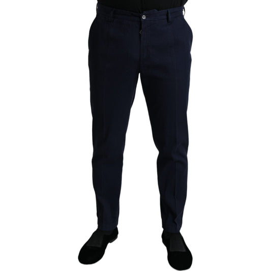 Dolce & Gabbana Elegant Dark Blue Skinny Dress Pants dark-blue-cotton-stretch-slim-fit-dress-pants 465A8314-BG-scaled-82e45ced-778.jpg
