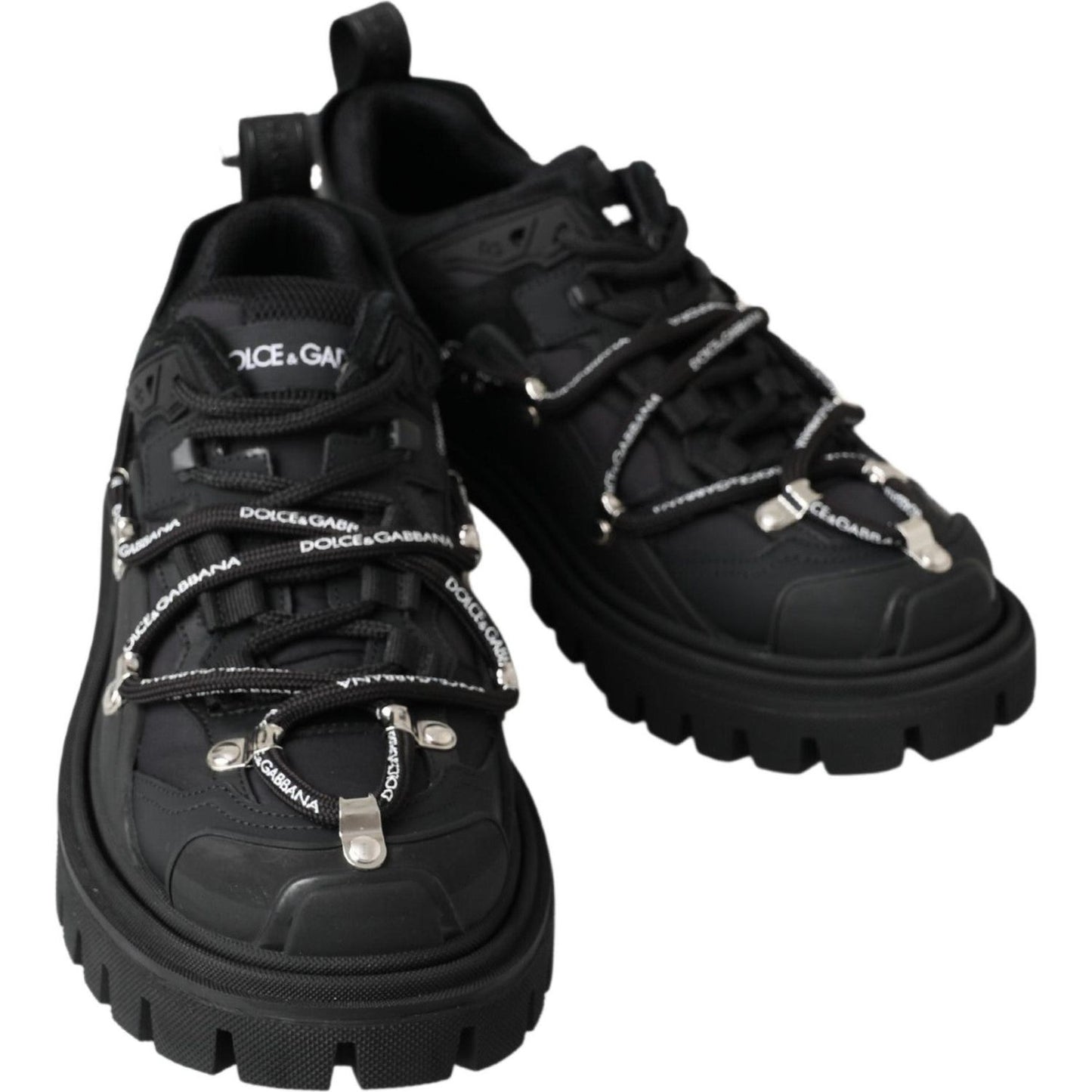 Dolce & Gabbana Trekking-Inspired Luxe Sneaker Boots black-trekking-derby-logo-sneakers
