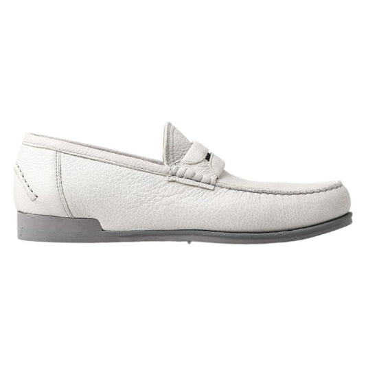 Dolce & Gabbana Elegant Light Grey Leather Loafers light-gray-leather-loafer-slip-on-mocassin-shoes