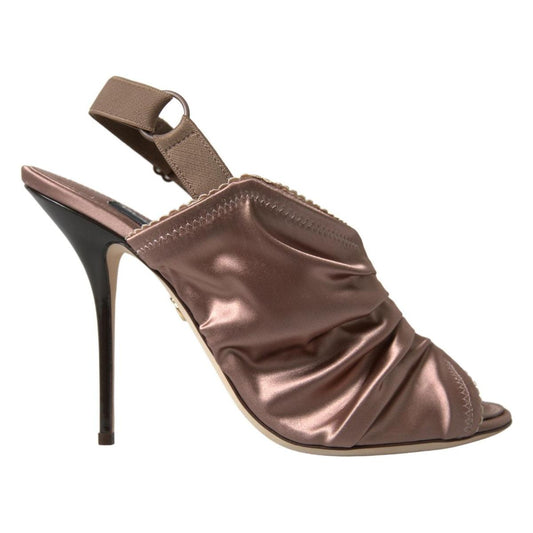 Dolce & Gabbana Elegant Slingback Stiletto Heels in Light Brown light-brown-slingback-corset-style-fastening-stiletto-heels