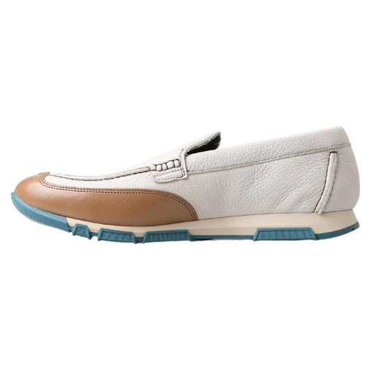 Dolce & Gabbana Elegant White Leather Slipper Loafers white-leather-loafers-moccasins-shoes