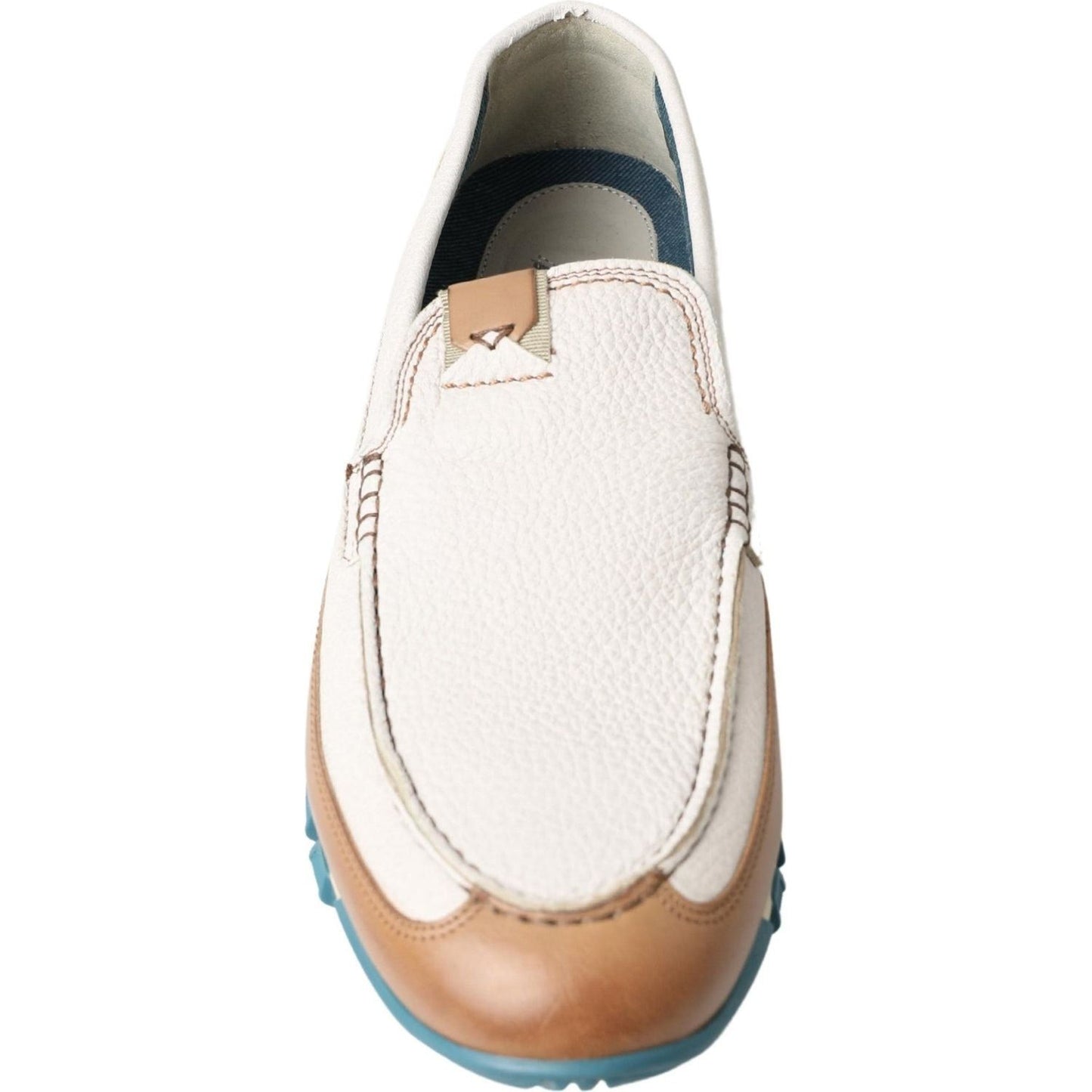 Dolce & Gabbana Elegant White Leather Slipper Loafers white-leather-loafers-moccasins-shoes