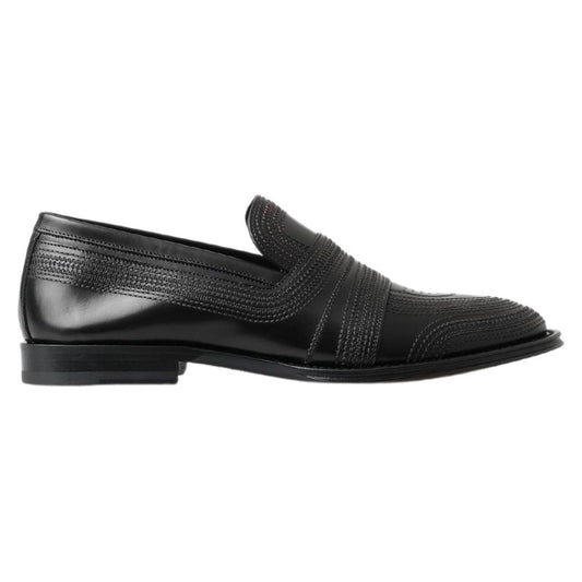Dolce & Gabbana Elegant Black Leather Slipper Loafers black-leather-slipper-loafers-stitched-shoes 465A8733-d78ca9f8-9ad.jpg