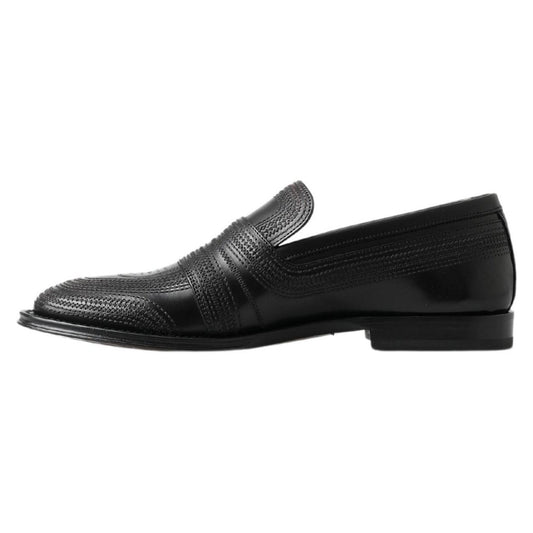 Dolce & GabbanaElegant Black Leather Slipper LoafersMcRichard Designer Brands£529.00